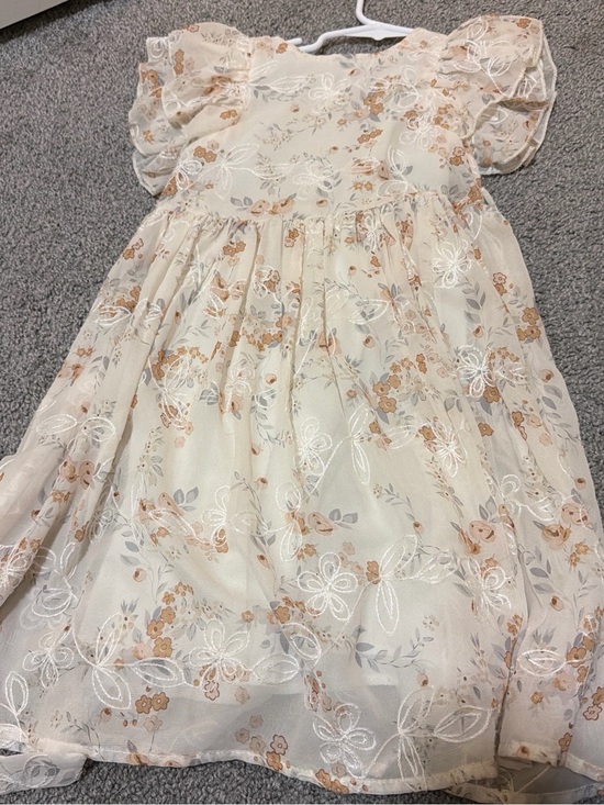 no brand Other - Cream Floral Lace Girls' Party Dress